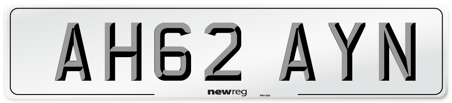AH62 AYN Number Plate from New Reg